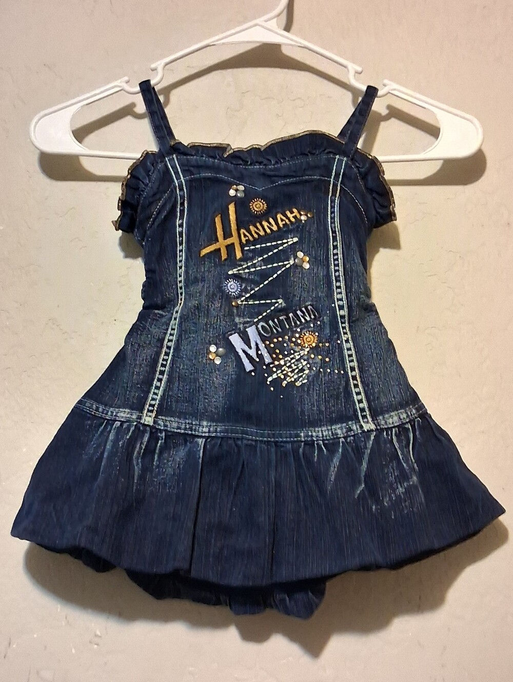 Hannah Montana Denim Dress -Embroidered Girls Sz4 Summer